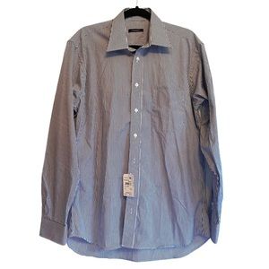 Burberry London Mens 15.5 Striped Button Down Shirt Chest Pocket NEW 100% Cotton